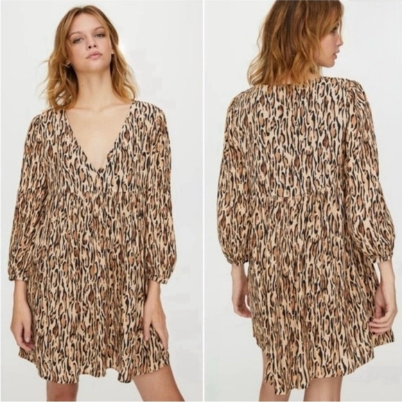 Aritzia Dresses & Skirts - Aritzia Sunday Best Mini Leopard Dress Size Small